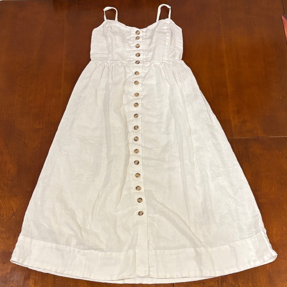 Madewell Linen-Cotton Cami Button-Front Midi Dress - Like New - Picture 6 of 15